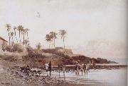 John varley jnr Old Portuguese Fort near Bombay Spain oil painting artist